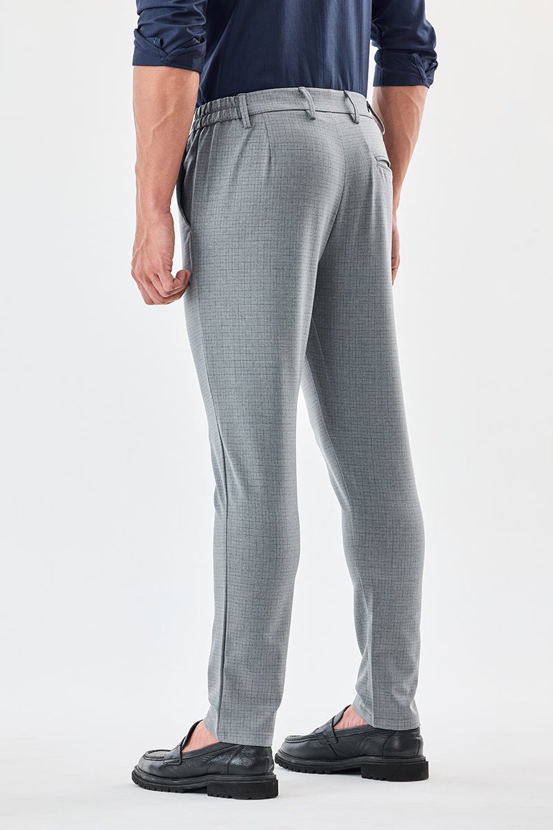 SNITCH Checks Slim Fit Stretch Trousers - Image 5