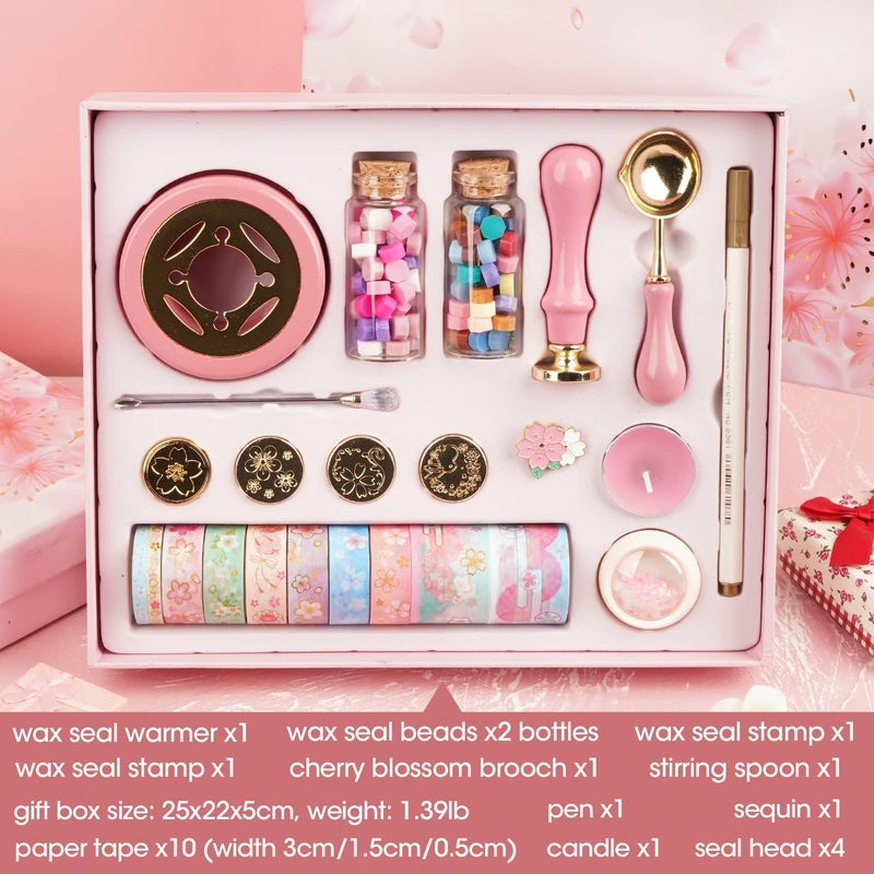 KASTWAVE Wax Seal Kit With Beads, Stamp, Warmer, Metallic Pen, Gift Box - Birthday Gift And Decoration For Girls, Purple - Image 2