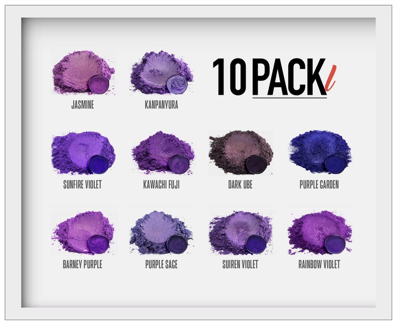 Eye Candy Pigments Purple Mica Pigment Powder Set L- Mica Powder for Epoxy Resin Art - Woodworking - Cosmetic Grade Mica Powder - Bath Bombs - Pigment Powder Variety Pack - 50g - Non-Toxic - Skin Safe - Image 1