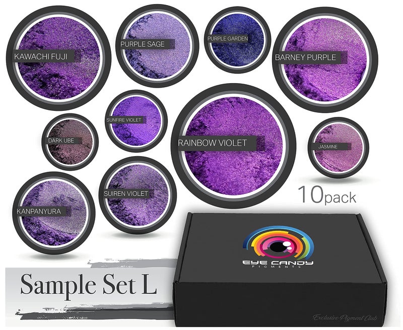 Eye Candy Pigments Purple Mica Pigment Powder Set L- Mica Powder for Epoxy Resin Art - Woodworking - Cosmetic Grade Mica Powder - Bath Bombs - Pigment Powder Variety Pack - 50g - Non-Toxic - Skin Safe - Image 3