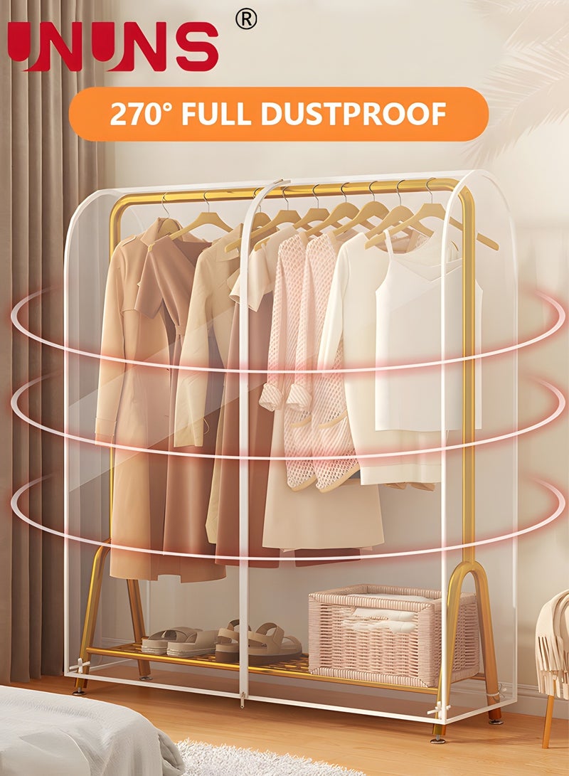 UNUNS Hanging Garment Bags,Extra Large Clear Garment Rack Cover,Dustproof Waterproof Storage Bag For Wardrobe With Full Zipper,120x50x150cm - Image 4