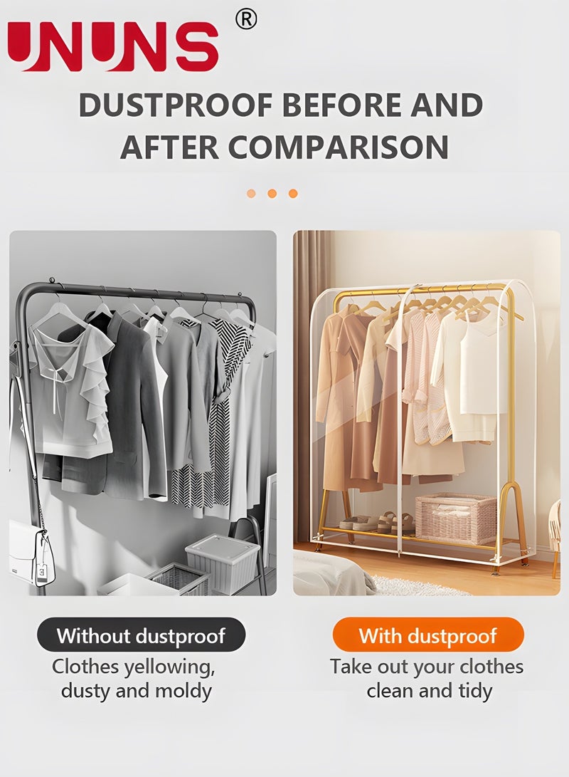 UNUNS Hanging Garment Bags,Extra Large Clear Garment Rack Cover,Dustproof Waterproof Storage Bag For Wardrobe With Full Zipper,120x50x150cm - Image 5