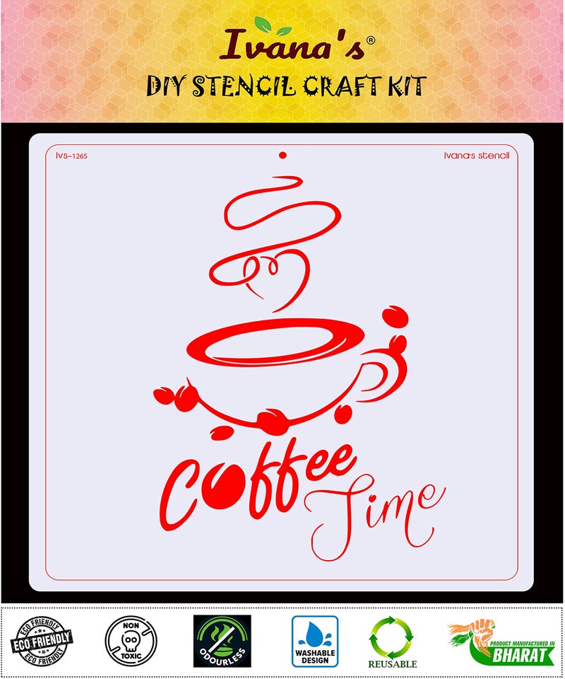 Ivana's Coffee Stencil for Art & Craft, Reusable DIY Decorative Stencil for Painting on Canvas, Fabric, Cloth, Paper, Glass, Furniture and Wall, Size - 12 x 12 inch, IVS-1265 - Image 2