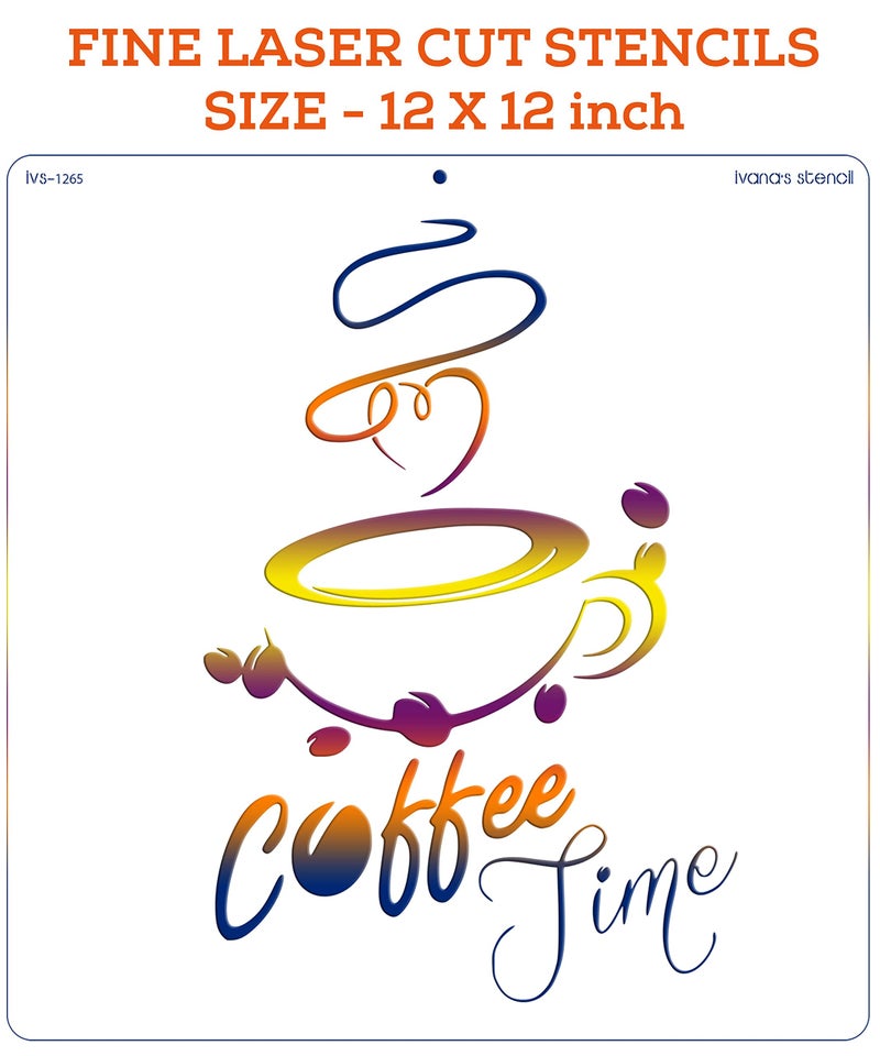 Ivana's Coffee Stencil for Art & Craft, Reusable DIY Decorative Stencil for Painting on Canvas, Fabric, Cloth, Paper, Glass, Furniture and Wall, Size - 12 x 12 inch, IVS-1265 - Image 3