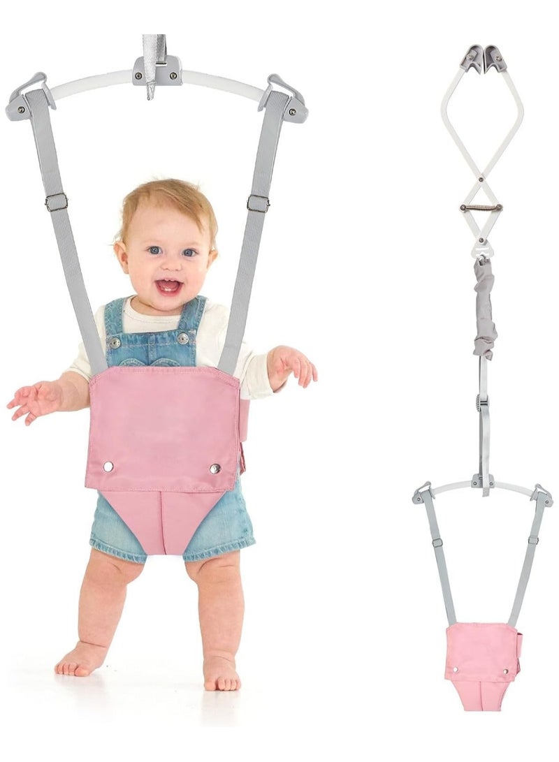Baby Door Jumper ，for 6-24 Months (with Door Clamp), Baby Jumper Doorway with Strong Spring u0026 Adjustable Strap, Portable Infant Door Bouncer (Pink) - Image 1