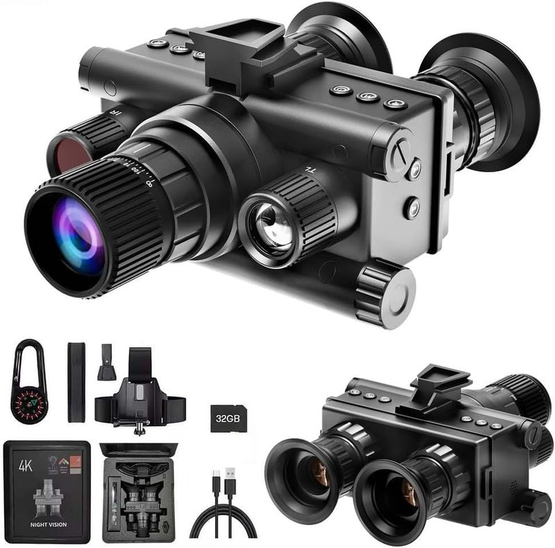4k Night Vision Goggles, Head Mounted Night Vision Binoculars for Adults, Helmet-mountable Hd Infrared Goggles with 8X Zoom & Manual Focus, 2g Memory Card - Image 1