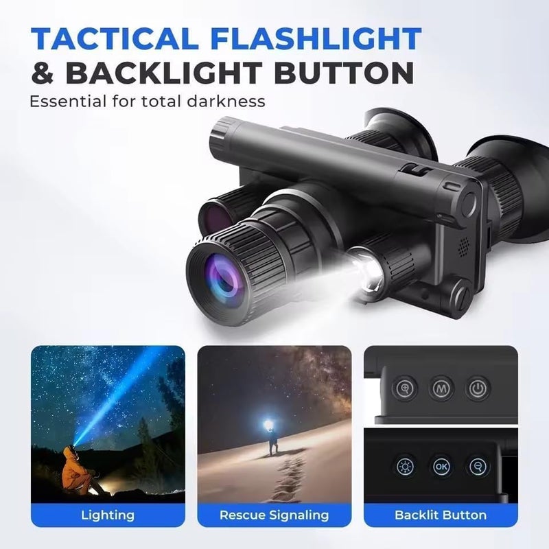 4k Night Vision Goggles, Head Mounted Night Vision Binoculars for Adults, Helmet-mountable Hd Infrared Goggles with 8X Zoom & Manual Focus, 2g Memory Card - Image 3