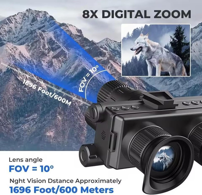 4k Night Vision Goggles, Head Mounted Night Vision Binoculars for Adults, Helmet-mountable Hd Infrared Goggles with 8X Zoom & Manual Focus, 2g Memory Card - Image 4