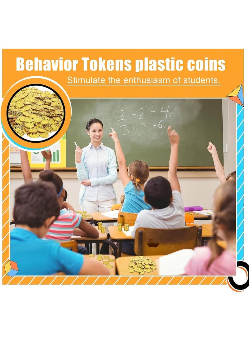 Plastic Gold Coins 100 Count, Pirate Treasure Play Golden Toy Coins Bulk with Coin Jar, Small Plastic Play Gold Prop Pirate Reward Tokens Coins Toy for Kids Party Treasure Hunt Game  - Image 3