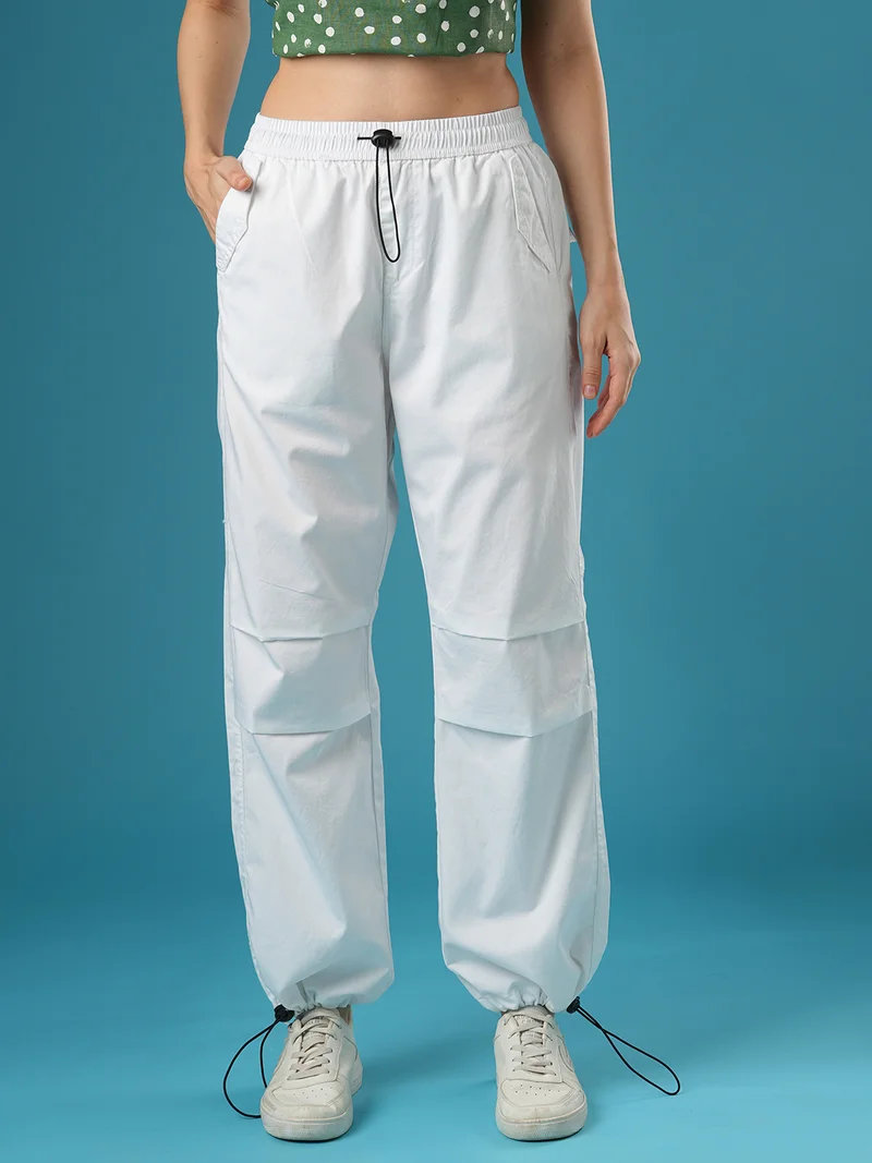 globus Globus Women Relaxed Fit Mid-Rise Cotton Cargo Parachute Trousers