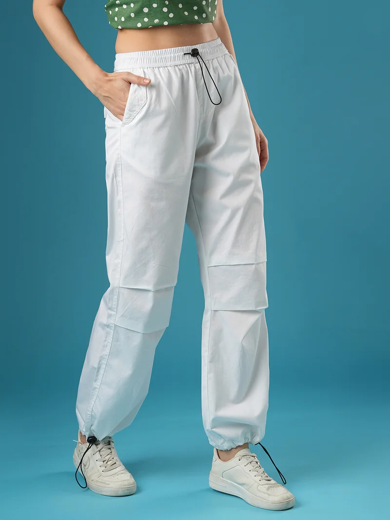 globus Globus Women Relaxed Fit Mid-Rise Cotton Cargo Parachute Trousers