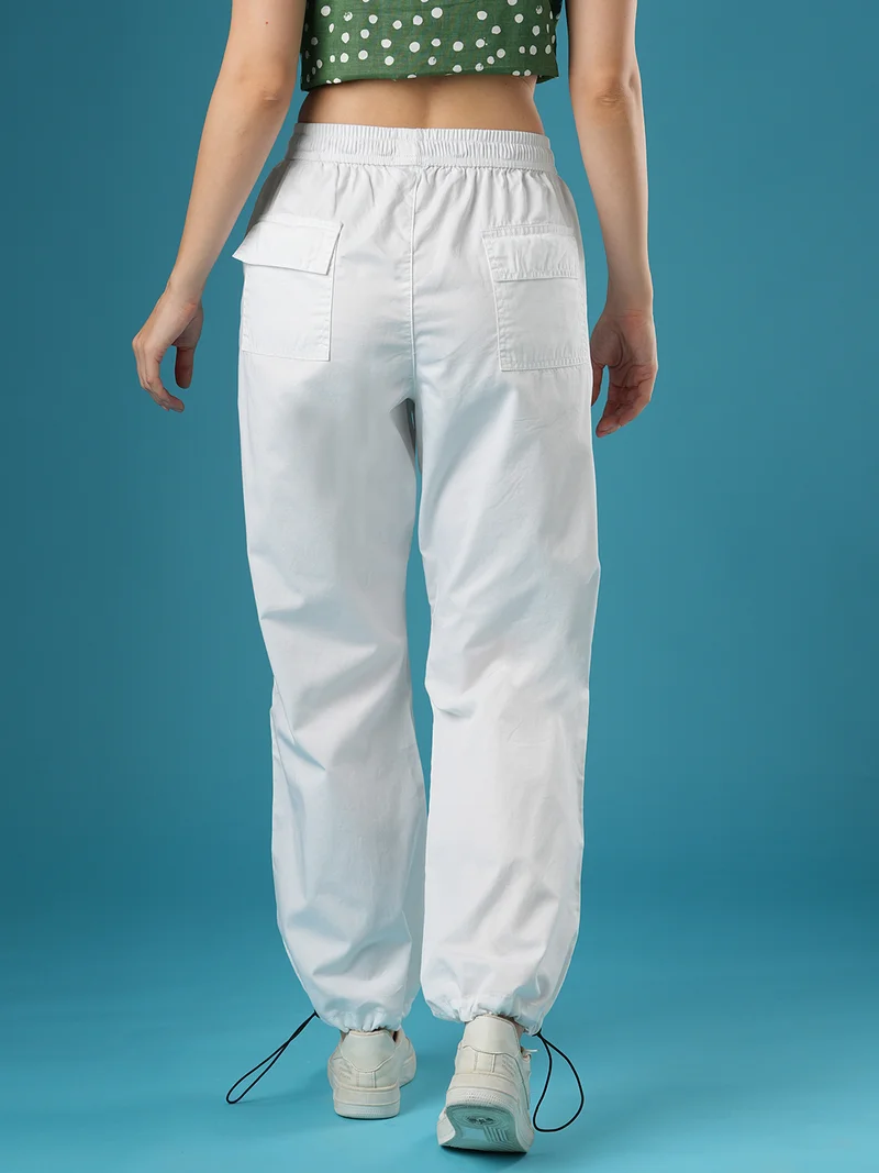 globus Women Relaxed Fit Mid-Rise Cotton Cargo Parachute Trousers