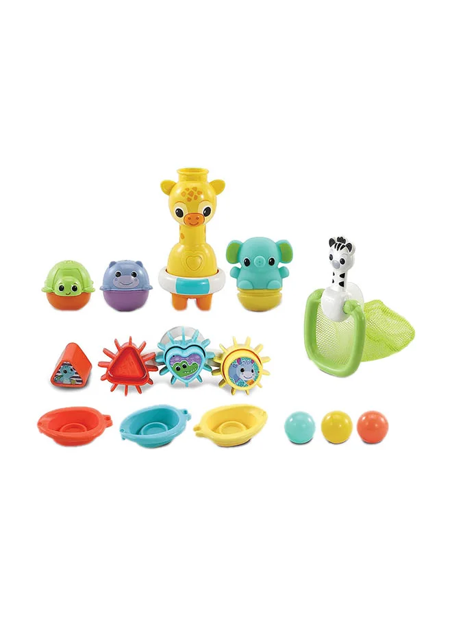 في تك 6-In-1 Bath Set, Bathtub Toy With 10+ Accessories Including Stacking And Linking Boats