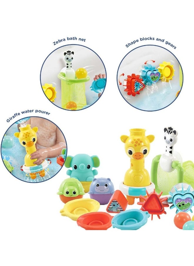 vtech VTech 6-in-1 Bath Set, Bathtub Toy with 10+ Accessories Including Stacking & Linking Boats, Shape Sorter, Colourful Balls, Bath Time Gift for Babies & Infants 0, 6, 12 months +  - Image 3