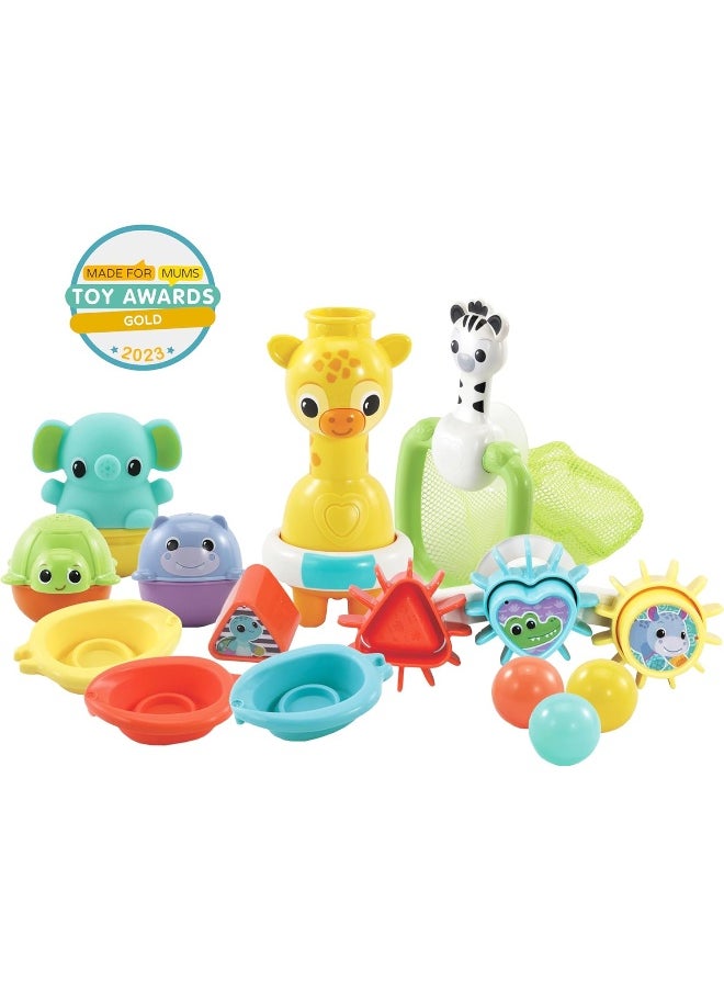 vtech VTech 6-in-1 Bath Set, Bathtub Toy with 10+ Accessories Including Stacking & Linking Boats, Shape Sorter, Colourful Balls, Bath Time Gift for Babies & Infants 0, 6, 12 months +  - Image 2