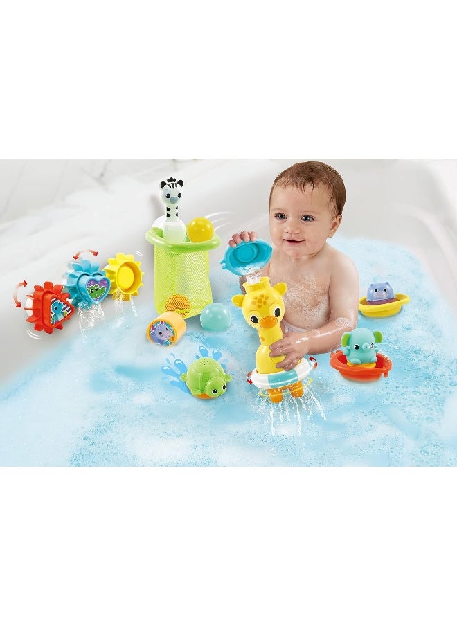 vtech VTech 6-in-1 Bath Set, Bathtub Toy with 10+ Accessories Including Stacking & Linking Boats, Shape Sorter, Colourful Balls, Bath Time Gift for Babies & Infants 0, 6, 12 months +  - Image 4