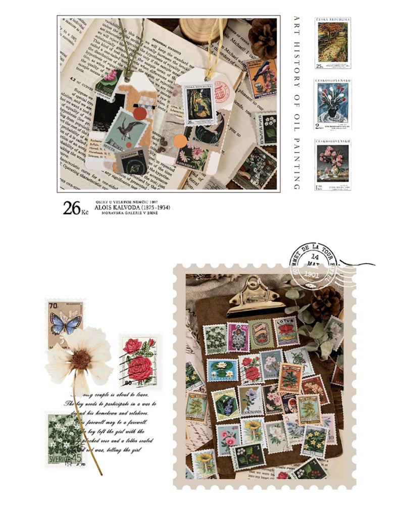 SIBLYMONA 184Pcs Vintage Postage Stamp Stickers for Scrapbooking, Junk Journal & Bullet Journal, Vintage Deco Stickers for Crafting and Mailing - Image 4