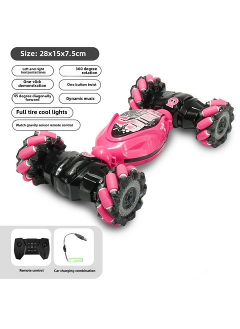 Gesture Sensing Remote Control Car Rc Remote Control Toy Deformation Twist Change Car Gesture Drift Stunt Remote Control Off-road Vehicle-Color:Red Transverse Wheel Twist Car ]