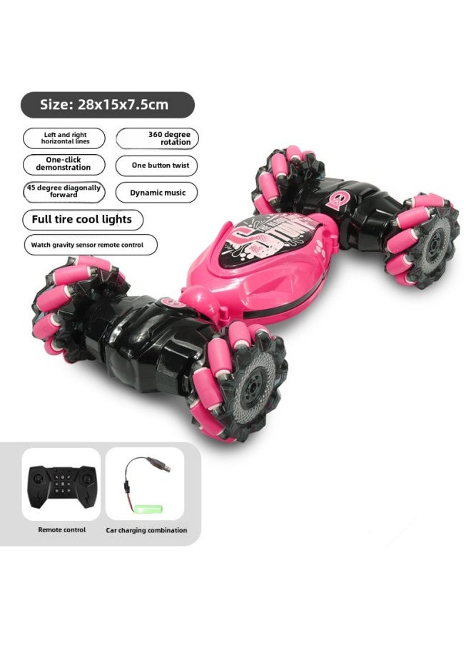 Gesture Sensing Remote Control Car Rc Remote Control Toy Deformation Twist Change Car Gesture Drift Stunt Remote Control Off-road Vehicle-Color:Red Transverse Wheel Twist Car ]  - Image 1