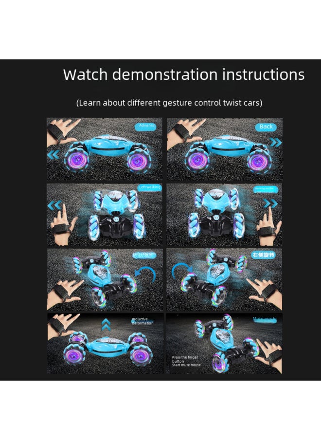 Gesture Sensing Remote Control Car Rc Remote Control Toy Deformation Twist Change Car Gesture Drift Stunt Remote Control Off-road Vehicle-Color:Red Transverse Wheel Twist Car ]  - Image 4