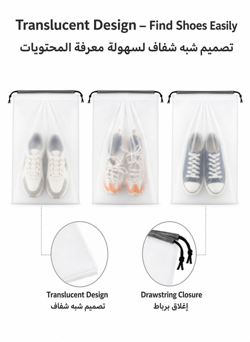Rafina 20 PCS Multipurpose Drawstring Storage Bags, Translucent Dustproof Packing Organizers for Shoes, Clothes, Luggage, Closet and Gym, 30 x 40 cm, White - Image 4