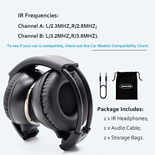 SAHARIE Infrared Headphones for Car DVD,2 Channel IR Wireless Car Headphones for Honda Odyssey Universal Rear Entertainment System(2 Pack) - Image 3