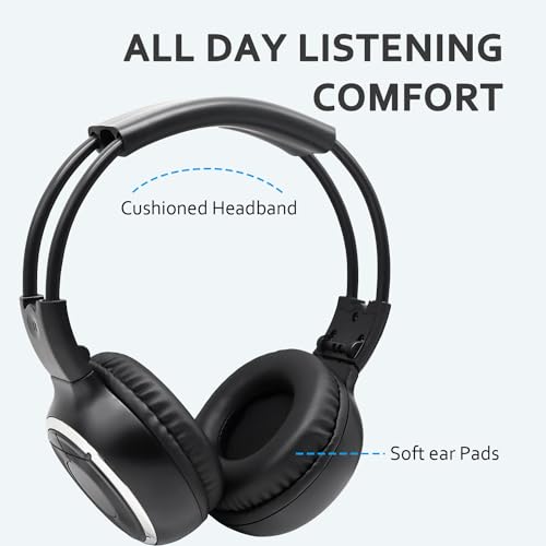 SAHARIE Infrared Headphones for Car DVD,2 Channel IR Wireless Car Headphones for Honda Odyssey Universal Rear Entertainment System(2 Pack) - Image 2