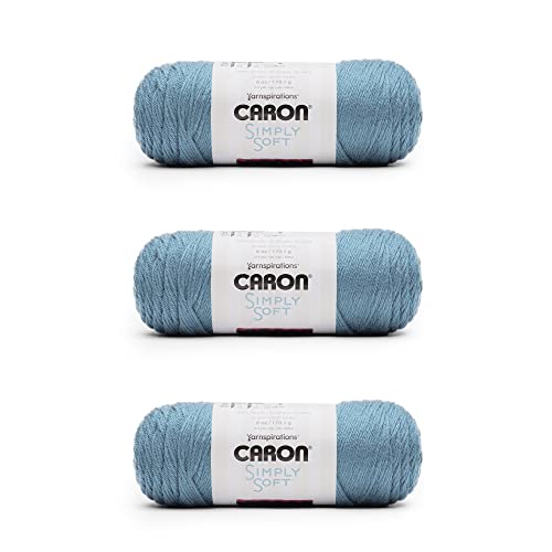 Caron Simply Soft Light Country Blue Yarn  3 Pack of 170g6oz  Acrylic  4 Medium Worsted  315 Yards  KnittingCrochet