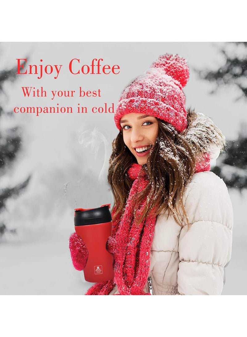 British Chef Coffee Cup 510ML Stainless Steel Cup | Leakproof Insulated Thermal Coffee Cup | Straw & Lid Function Cup | Hiking/Travelling/Camping | Best for Ice Drinks & Hot Beverages-RED  - Image 4
