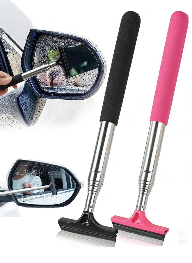 Pack of 2 Windscreen Squeegee, Car, Window Squeegee, Telescopic Mirror Wiper, Car Rear View Mirror Wiper, Shower Wiper, Bathroom Wiper - Image 1