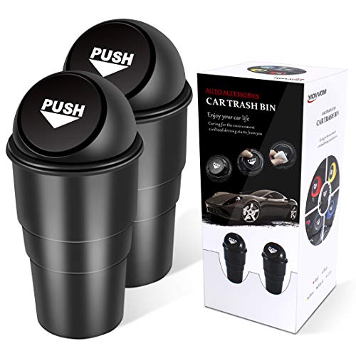 YIOVVOM Cup Holder Trash Can Leakproof Car Trash Can with Lid Trash Bin for Car Accessories Mini Garbage Bin Organizer for Automotive Office Home Kitchen Applicable to Women and Men - Image 1