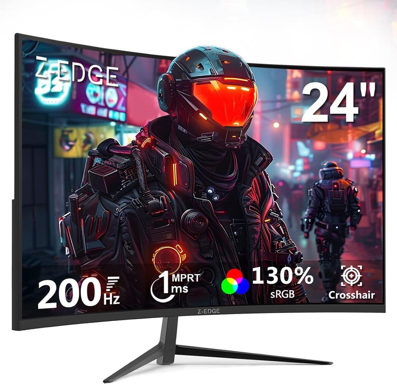 Z Z-Edge شاشة ألعاب منحنية Z-EDGE بحجم 24 بوصة - دقة عالية كاملة (Full HD)، معدل تحديث 180 هرتز (عبر منفذ DP) أو 144 هرتز (عبر منفذ HDMI)، زمن استجابة 1 مللي ثانية، سطوع 300 كانديلا/متر مربع، شاشة منحنية بزاوية 1650 درجة، تقنية FreeSync، منفذ HDMI وDP، مكبرات صوت بقوة 2 واط لكل منهما، اللون أسود: UG24 - Image 1