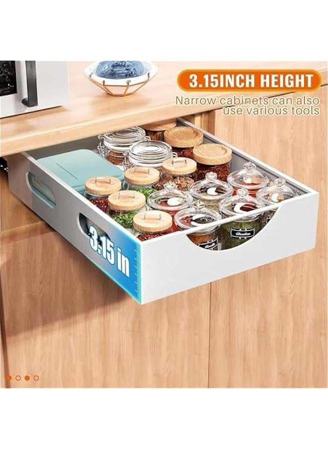 HOOKOR Pull Out Cabinet Organizer Fixed With Adhesive Nano Film,Heavy Duty Storage and Organizer Sliding Drawer Pantry Shelves,Pull Out Cabinet Organizer for Kitchen,Living Room,Bathroom,Home (White)  - Image 5