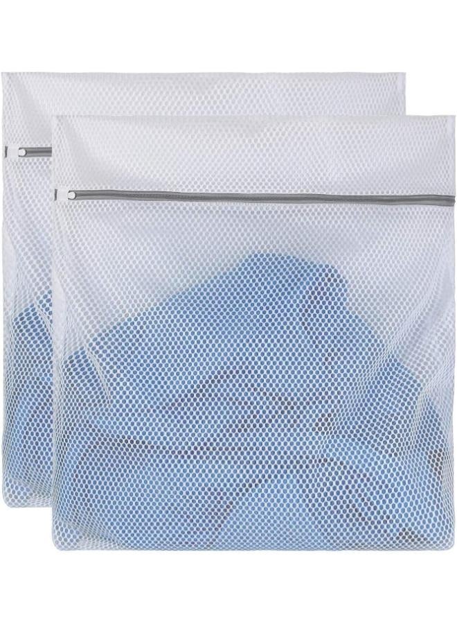 2 Pieces 30*40cm Mesh Laundry Bags, Washing Machine Pouch for Delicates, Net Wash Purse with Zippers for Lingerie, Bras, Underwear, Baby Clothes, Socks and More - Image 1