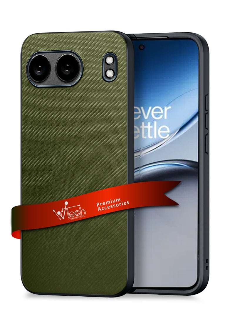 Wtech OnePlus Nord 4 5G 2024 Silicone Hard Back Fabric Texture Side TPU Case Cover - Olive - Image 1