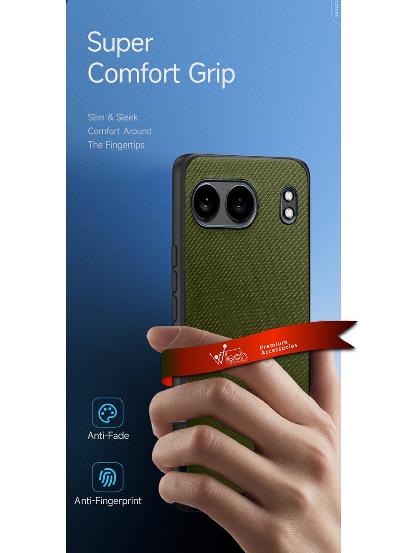 Wtech OnePlus Nord 4 5G 2024 Silicone Hard Back Fabric Texture Side TPU Case Cover - Olive - Image 2