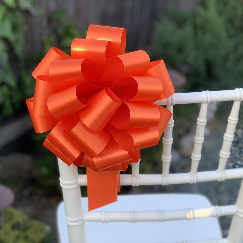 GiftWrap Etc. Large Orange Gift Pull Bows - 9" Wide, Set of 6, Halloween, Thanksgiving, Gift Basket, Fall Decor, Autumn, Christmas Presents, Birthday, Fundraiser, School, Classroom, Decoration - Image 4