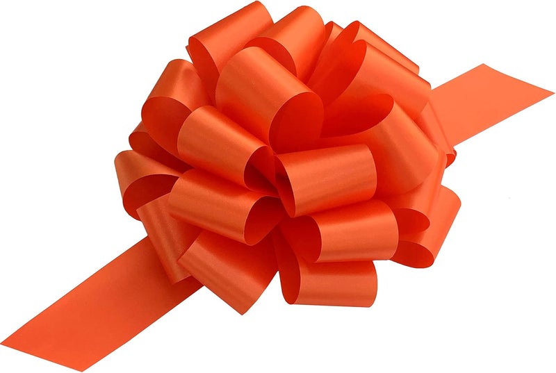 GiftWrap Etc. Large Orange Gift Pull Bows - 9" Wide, Set of 6, Halloween, Thanksgiving, Gift Basket, Fall Decor, Autumn, Christmas Presents, Birthday, Fundraiser, School, Classroom, Decoration - Image 1