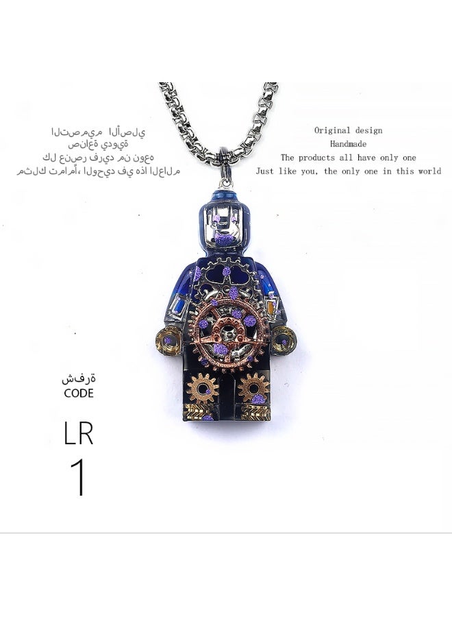 تصميم أصلي قلادة روبوت مصنوعة يدويًا، فريدة وشخصية، هدية، سلسلة مفاتيح، إكسسوار مرآة السيارة، عصرية، وحيدة من نوعها، إبداعية، متناسبة مع كل الأساليب. - Image 1