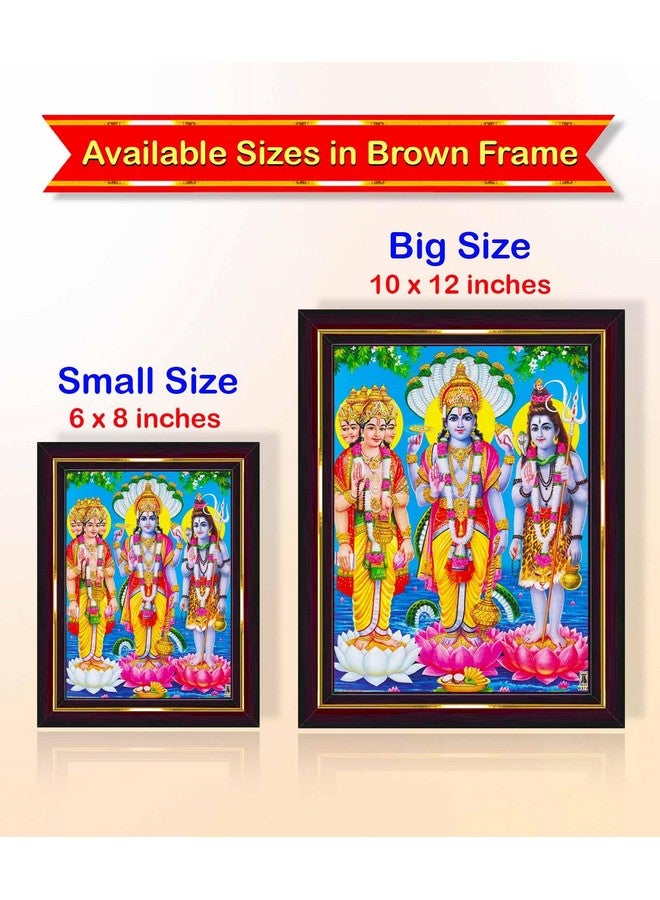 Pavan Photo Laminations Pavan Photo Laminations Brahma Vishnu Mahesh Lord Shiv Shiva Trimurti Wall Painting Framed Home Decor (Wood,Matte,Brown,Small Size,6 x 8 Inch) B734S - Image 5