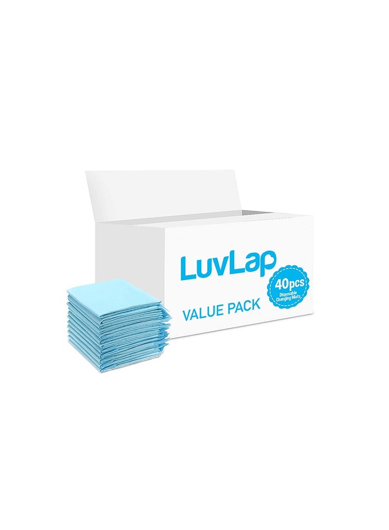 Luvlap Disposable Changing Mats 40 Counts Soft Waterproof Mat Portable Leak Proof Changing Mat New Mom Leak Proof Under pad Mattress Table Protector Pad - Image 1