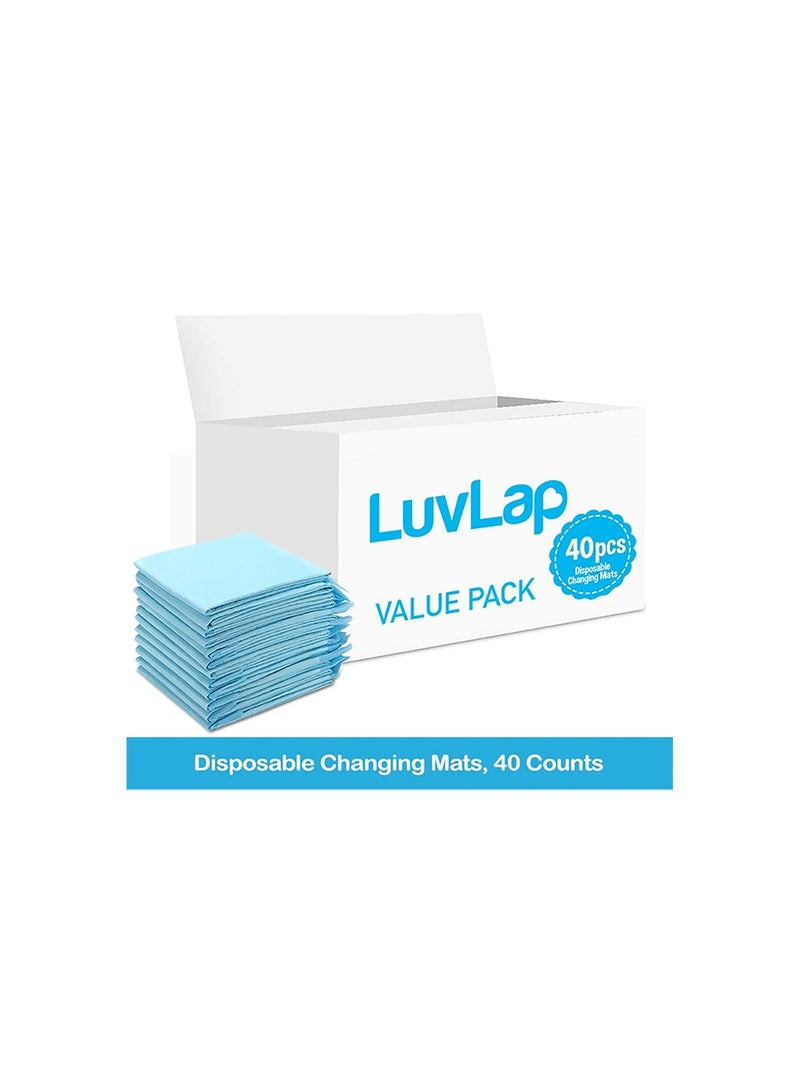 Luvlap Disposable Changing Mats 40 Counts Soft Waterproof Mat Portable Leak Proof Changing Mat New Mom Leak Proof Under pad Mattress Table Protector Pad - Image 2
