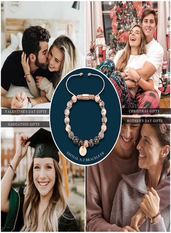 بتيسون هدايا عيد الحب للأم، أساور بأحرف أولى للنساء، هدايا صغيرة للمراهقات، هدايا للصديقة، سوار بحرف، هدية للأم، سوار مضفر قابل للتعديل مزين بالخرز، هدية للصديقة المقربة، هدية عيد ميلاد، هدية تخرج، هدية تقاعد، هدية ذكرى زواج - Image 2