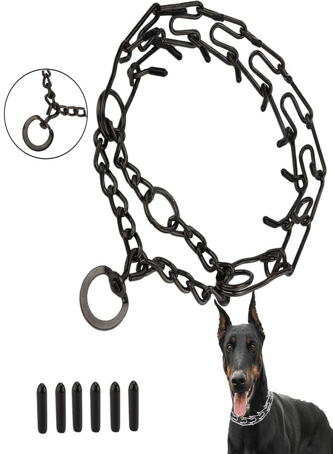 طوق تدريب الكلاب Real Fancy Prong Collar، سلسلة خانقة قابلة للتعديل، حلقات طوق ضغط مع أطراف مطاطية مريحة وإبزيم سريع الفتح للكلاب الصغيرة والمتوسطة والكبيرة (أسود - XL) - Image 1