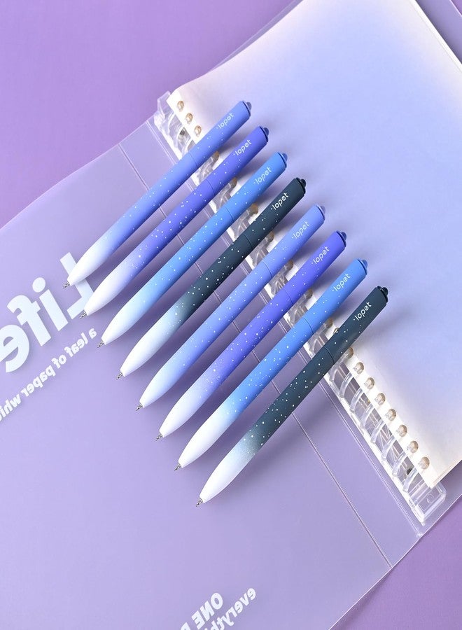 BAYTORY 8Pcs Rotatable Gel Pens, Quick Dry Black Ink Pen, 0.5mm Fine Point Smooth Writing, Cute Pens for Journaling Note Taking Sketching (Gradient Blue Series) - Image 5