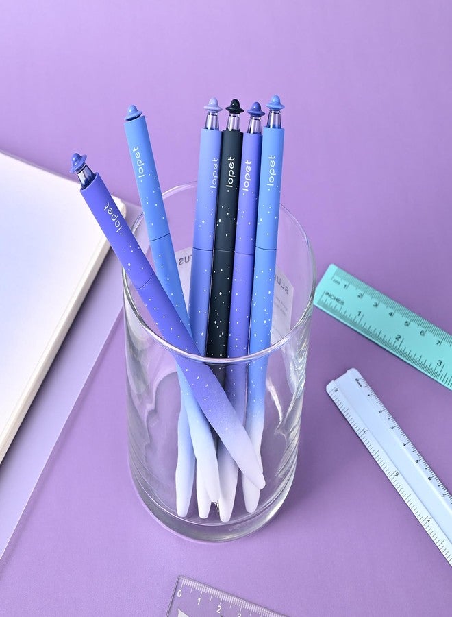 BAYTORY 8Pcs Rotatable Gel Pens, Quick Dry Black Ink Pen, 0.5mm Fine Point Smooth Writing, Cute Pens for Journaling Note Taking Sketching (Gradient Blue Series) - Image 4