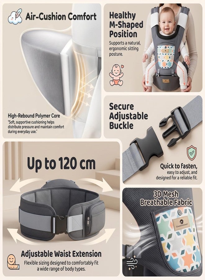 StarAndDaisy Baby Carrier for 0 to 3 Year with Soft Cushioned Hip Seat | Sling Baby Carrier with 2 Storage Pockets | | Soft Cushioned Baby Carry Bag for Newborn to Toddler - Image 4