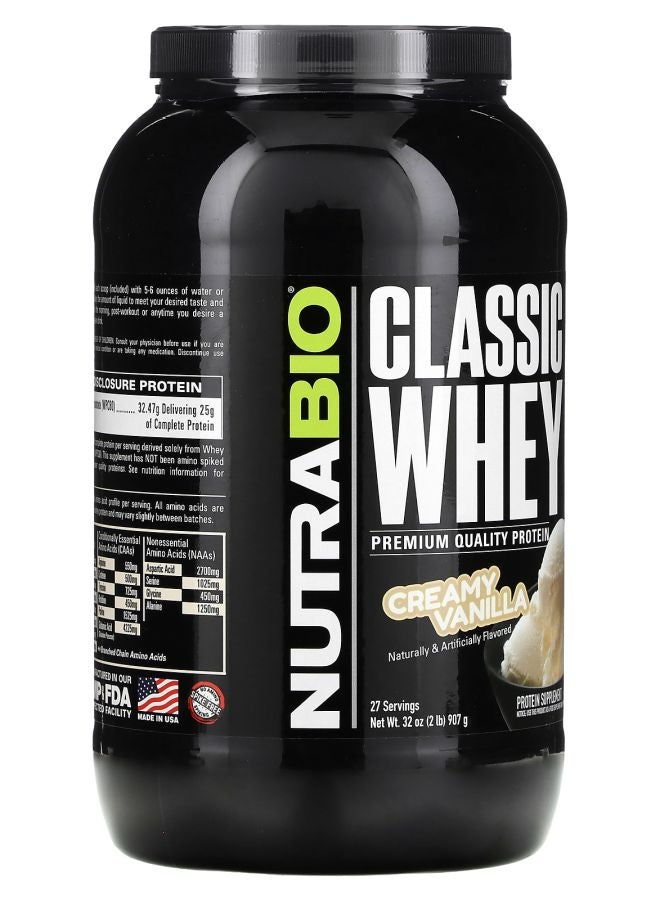 NutraBio Classic Whey Protein Creamy Vanilla 2 lbs (907 g) - Image 2