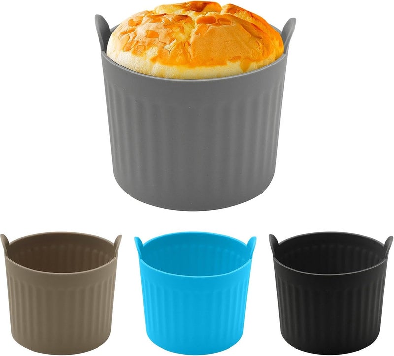 Ranjaner 4Pack Air Fryer Baking Ramekins, Silicone Mould Cups, Easy Release Nonstick Bakeware, Ramekins for Air Fryer, Air Fryer Egg Mould, Large Muffin Cases for Air Fryer(4Color,Size:2.6inch) - Image 1