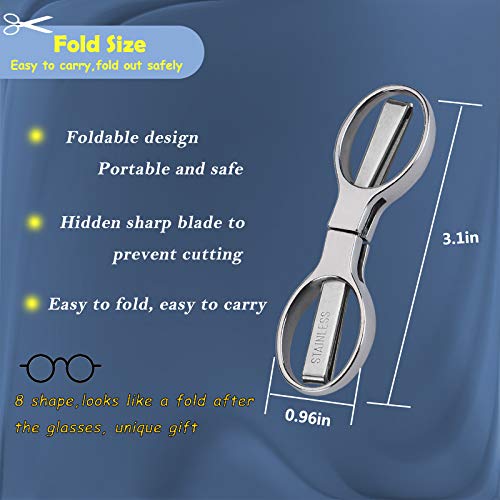 firiKer 2Pcs Folding Scissors,Portable Stainless Steel Telescopic Cutter, Safety Foldable Pocket Badge Small Scissors for Home, Office, Craft, Sewing, Nurse Accessories, Travel - Image 3